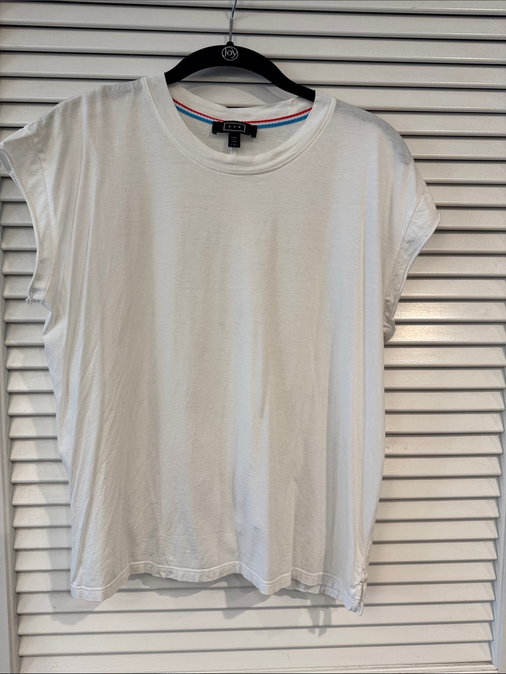 AYR White Muscle Tee with Subtle Red & Blue Neck Trim